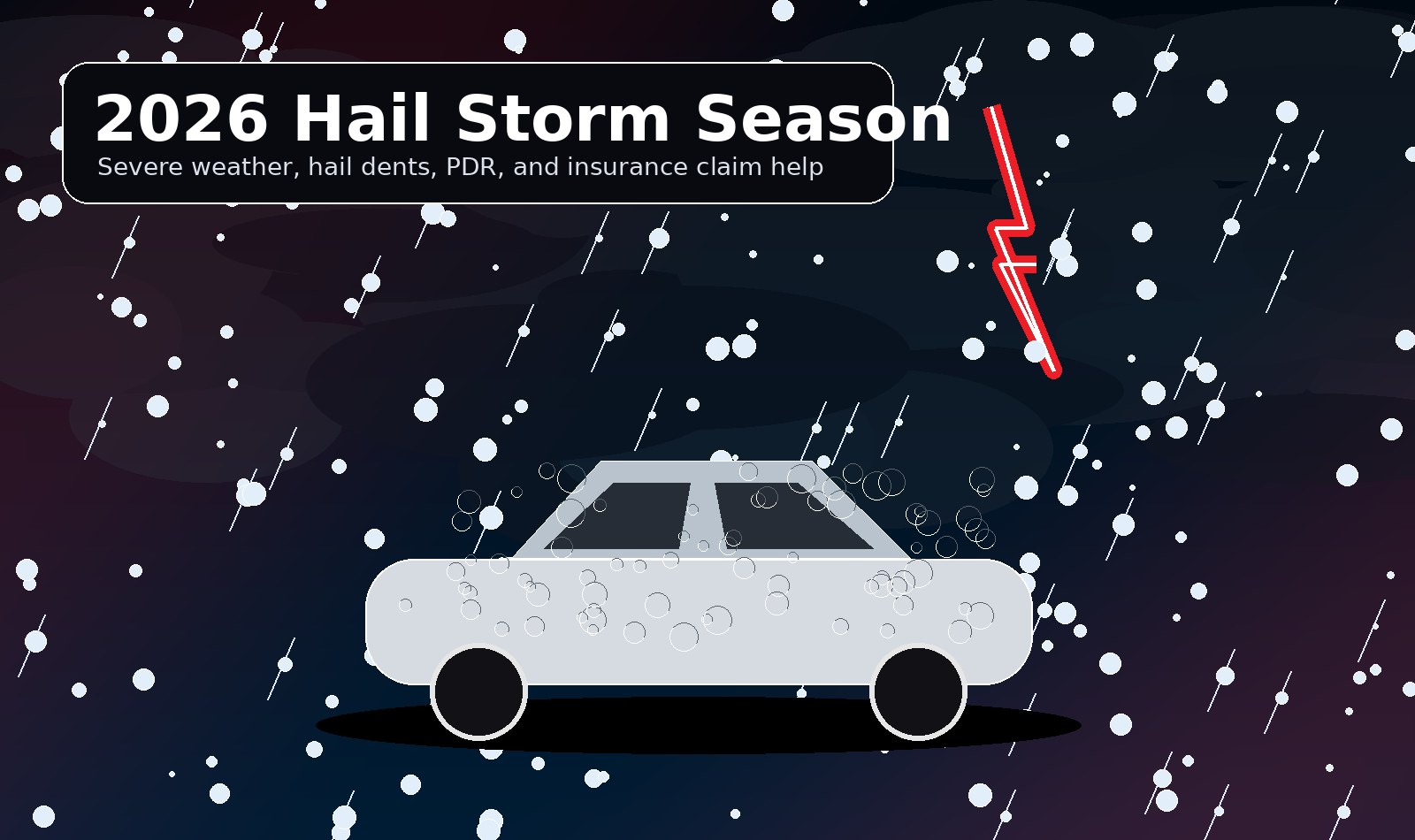 2026 hail storm season with hail damage on cars and severe weather
